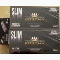 Сигаретные гильзы Slim KORONA, набор: 2 пачки по 500 штук + машинка