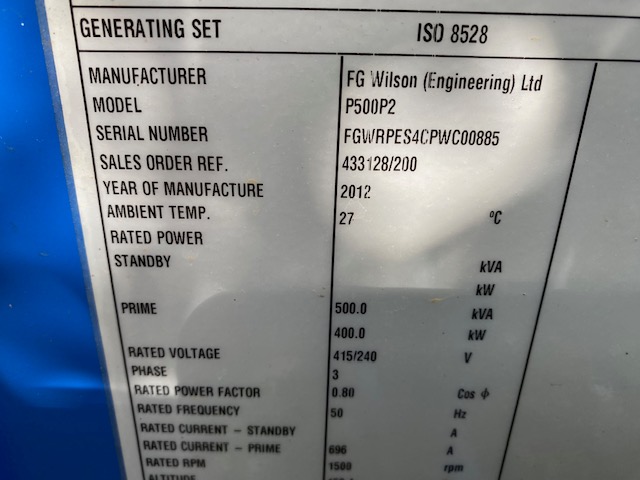 Фото 10. Дизельний генератор FG Wilson P500P2 - Perkins - 550 kVA 2012 р