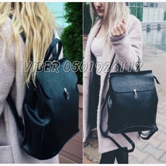 Рюкзак сумка в черном цвете, натуральная кожа Топ продаж