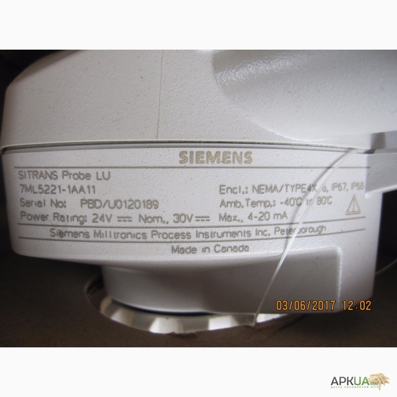 Фото 2. Ультразвуковые датчики уровня Siemens Sitrans Probe LU