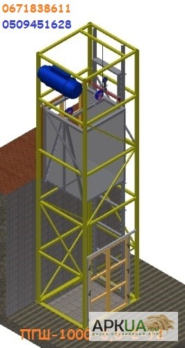 Фото 11. Грузовой (лифт) подъёмник грузоподъёмностью 1000 кг шахтный электрический. Украина