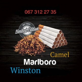 Широкий ассортимент фабричных табаков: CAMEL, Marlboro, Winston, Captain Black