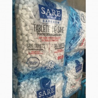 Соль таблетированная каменная, соль таблетка в мешках по 25 кг