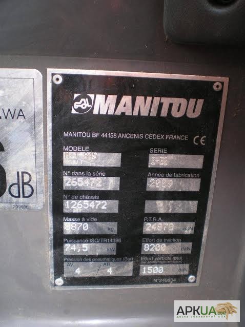 Фото 4. Телескопический погрузчик Manitou MLT 845 HLSU ( 930)